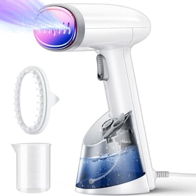 Vaporizzatori da viaggio Ferro da Stiro Verticale a Vapore, Mioduro Mini Stiratrice Verticale 20s Riscaldamento, Portatile Rimozione Rughe Tessuto con Pennello Ferro da Stiro a Vapore per Tende Bianco