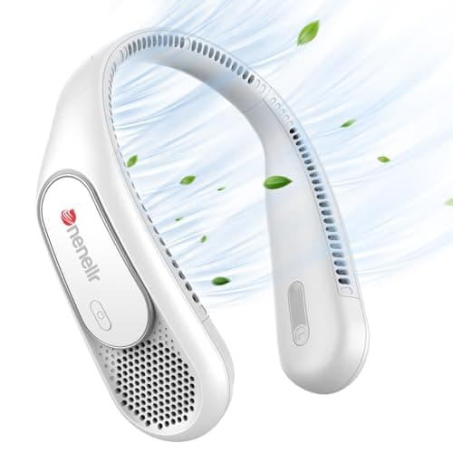 Dnenellr Ventilatore da Collo, Ventilatore Portatile Personale Indossabile a Batteria da 6000mAh, Terza Marcia, Senza Foglie, Ricaricabile, Design a Mani Libere, Ventilatore Senza Lama Alimentata