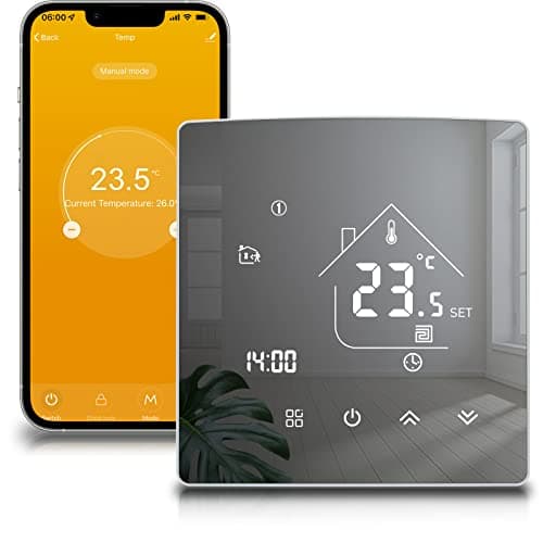 Termostato Wifi Caldaia a Gas, Tuya Termostato Ambiente Parete Smart Programmabile Settimanalmente per Riscaldamento Caldaia a Gas/Acqua Compatibile con Alexa 3A TGR85WIFI-WPB