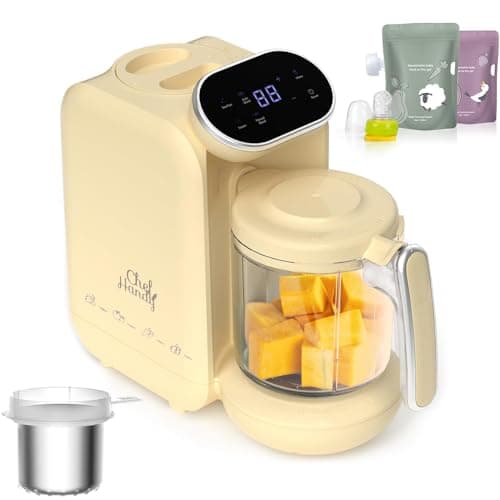 Cuocipappa Multifunzione, SOmogeneizzatore Per Neonati, Cuocipappa Multifunzione 5 in 1, Cuocivapore, Frullatore, Grande Capacità per i Bambini, Cottura a Vapore Delicata, Giallo