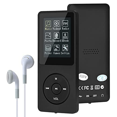 Lychee - Lettore MP3, lettore musicale digitale MP3/MP4, 8 GB, portatile, HiFi, senza perdita di musica, video, registrazione vocale, radio FM, lettore e-book, supporta fino a 64 GB (nero)