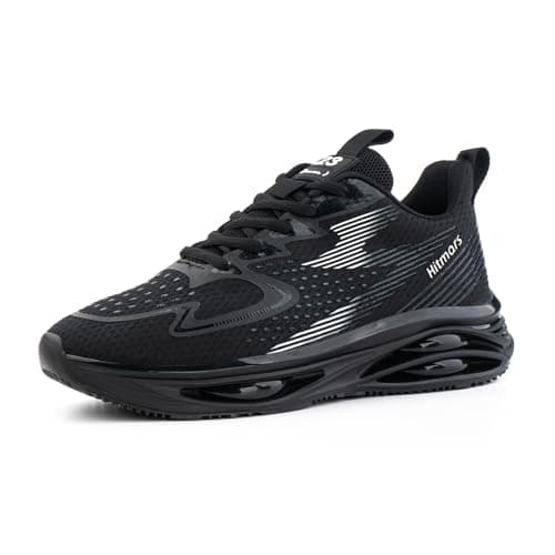 Hitmars Scarpe Running Uomo Scarpe Ginnastica Corsa Sportive Air Sneaker Leggero Scarpe Camminata Palestra Camminata Traspiranti Jogging Fitness Nero-Bianco EU 42