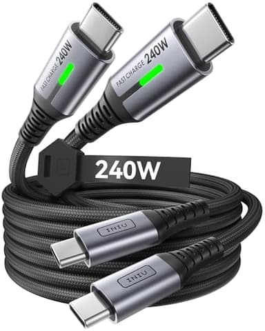 INIU 240W Cavo USB C a USB C, [2Pezzi 2m] PD3.0 Cavo USB Type-C Ricarica Rapida, Nylon Cavo USBC per iPhone 16 Pro Max, MacBook Air, iPad Pro, Samsung Galaxy S24 Ultra, Pixel 9, Steam Deck, Switch ECC