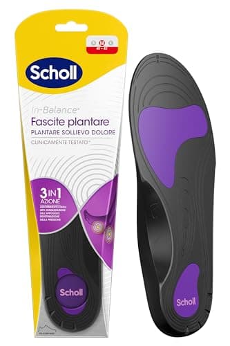 Scholl In-Balance Sollievo Dolore Fascite Plantare, Solette con Arco Rinforzato e Supporto sul Tallone per Alleviare il Dolore, Taglia M (40-42), 1 Paio, Uomo e Donna