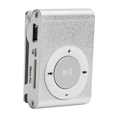 Lettore Multimediale Musicale Digitale Portatile MiniMP3 BackClip Player con Auricolare e Cavo USB Lettori Mp3 IPod Mini Player con Clip Shuffle 25 Pocket Kids (Argento)