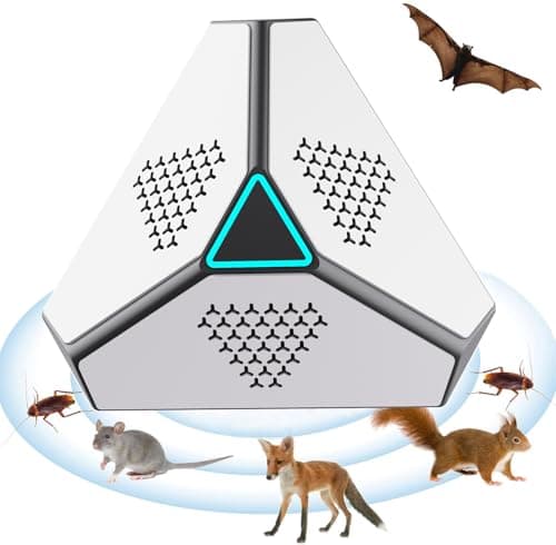 ultrasuoni per ratti, 2024 Repellente per Pipistrello, Ultrasuoni Scoiattolo e scarafaggio, 360° con Luce LED, Repellente Ultrasuoni per Topi Plug-in Scarafaggi Anti Parassiti per Giardino