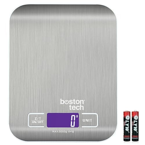Bilancia da cucina digitale HK 105 Bilancia ad alta precisione in acciaio inossidabile, impermeabile. Capacità 5 kg. Schermo LCD.Batterie incluse. Funzione tara. Libro di ricette scaricabile