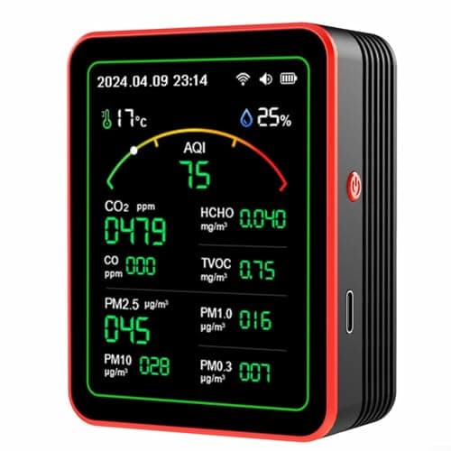 HOHOVYVY Misuratore qualità dell'aria, 15 in 1, intelligente monitor di qualità dell'aria in tempo reale, per casa e ufficio, con controllo app (nero)