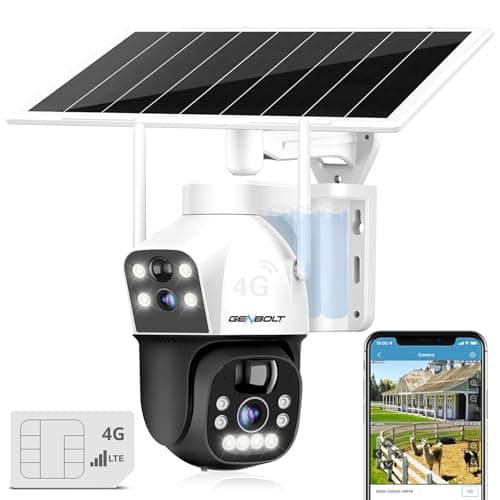 GENBOLT 3G/4G LTE Solare Telecamera Esterno Senza Fili 2.5K, 8W 15600mAh Batteria Videocamera Sorveglianza Senza WiFi con SIM, Doppia Lente IP Camera CCTV