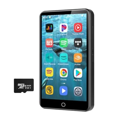 Lettore MP3 con Spotify, Lettore MP4 full touchscreen da 4,0 pollici con Bluetooth e WiFi, Walkman digitale con suono HiFi, lettore musicale Android con Audible, Deezer, Play Store fino a 1TB (M8)