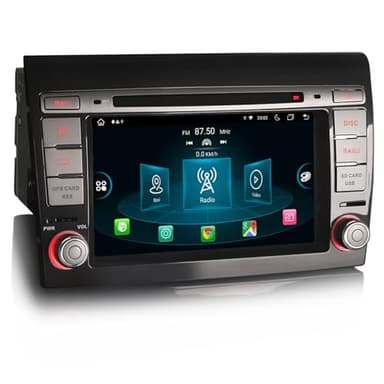 Erisin 7 Pollici 8-Core Android 14 Autoradio Navigatore GPS per FIAT BRAVO, Supporto Capacitivo Touch Screen Lettore DVD Wireless CarPlay Android Auto Bluetooth DSP DAB+WiFi Mirror Link OBD2 4GB+64GB