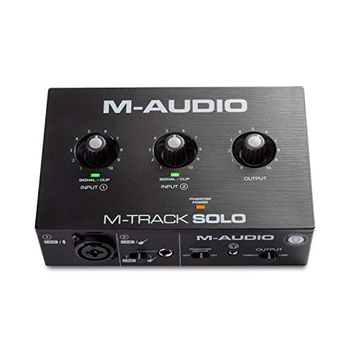 M-Audio M-Track Solo – Interfaccia audio Scheda Audio Esterna USB per registrazione, streaming e podcasting, con ingresso XLR, Line e DI e software