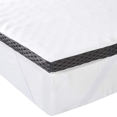 Amazon Basics Topper Matrimoniale 160 x 190 cm, in Memory Foam, 4 cm Coprimaterasso con Angoli Elastici, Bianco