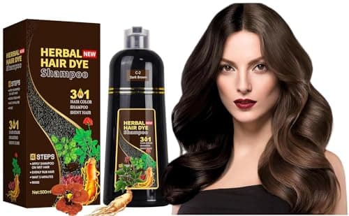 Shampoo Colorante Castano Scuro 500ML, 3 in 1 Hair Dye, Capelli Colorati Istantaneo, Colorazione Della Tintura Capelli in Pochi Minuti per Donna Uomo