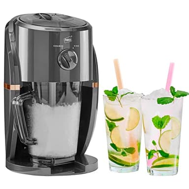 Macchina per ghiaccio tritato Neo elettrica, con brocca rimovibile, per la miscelazione di granite, cocktail, frappè, caffè e tè ghiacciato (grigio scuro)