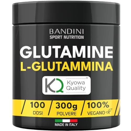 Bandini® L-Glutammina Kyowa® Quality Pura in Polvere - Aminoacido utile per Esercizi Fisici ad Alta Intensità - Rinforza la Massa Muscolare - Glutammina POWDER 100% Vegan - Confezione da 300g