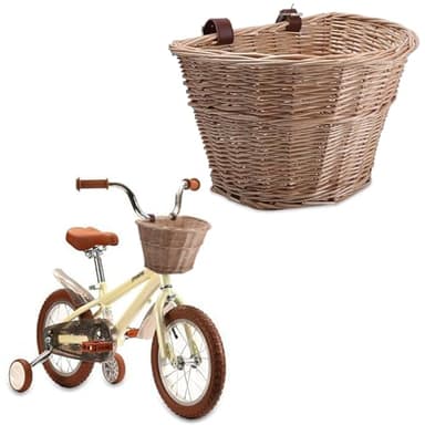 Mrisata Cestino per Bici in Vimini da Carico Anteriore per Donna e Uomo, Adatto alla Maggior Parte delle Biciclette, Beach Cruiser, Cyclette, Bici Elettrica, Bici da Strada, Cestino per