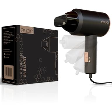 Phon da Viaggio Pieghevole Compatto ENOA X4 SMART, Asciugatura Rapida, Asciugacapelli da Viaggio con Manico Pieghevole, Concentratore di Precisione, 3 Velocità / 3 Temperature, Silenzioso, Leggero