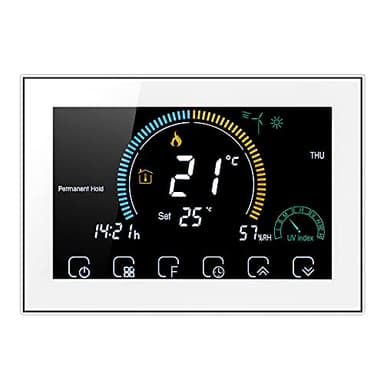 Irishom Termostato WiFi per Caldaia a Gas Controllo App Vocale/LCD Retroilluminato,Termostato Programmabile Compatibile con Alexa Google Home,BHT-8000-GC (Bianco)