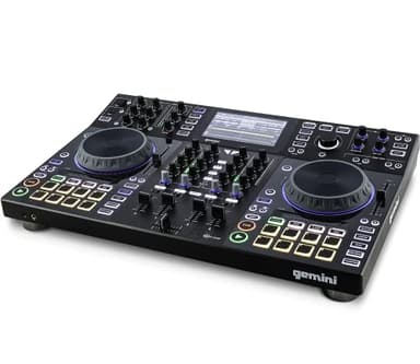 Gemini Sound SDJ-4000 Standalone, MIDI Controller DJ Attrezzature Consolle Tavolo con 2 Ponti, Miscelatore Audio a 4 Canali, Ruote Jog Capacitive Touch e Schermo da 7 "Pollici HD Schermo