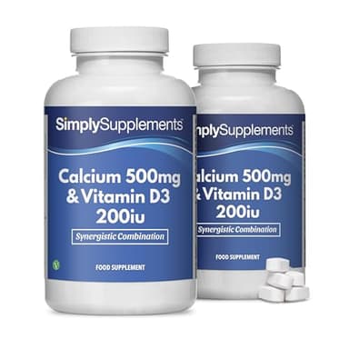 Calcio 500mg E Vitamina D3 200iu | Contribuisce Alla Salute Delle Ossa E Dei Denti | Contribuisce Alla Normale Funzione Muscolare | Adatto A Vegani E Vegetariani | 360 Compresse = 6 Mesi Di Fornitura