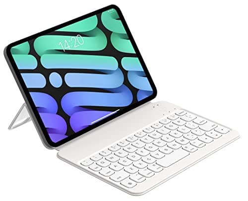HOU Custodia per Tastiera per iPad Mini 6 2021 e iPad Mini 7 2024, Tastiera Wireless Ultra Slim solo 210g, Copertura Protettiva Magnetica Supporto iPad Mini 6a/7a Generazione (8,3"), Bianco