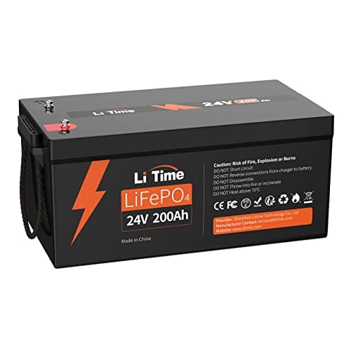 LiTime 24V 200Ah Batteria Lifepo4, Batteria al Litio con 200A BMS, 4000-15000 Cicli, Potenza Massima Di Carico 5120W, Batteria al Litio è Perfetta Per il Backup Domestico Caravan Campeggio.