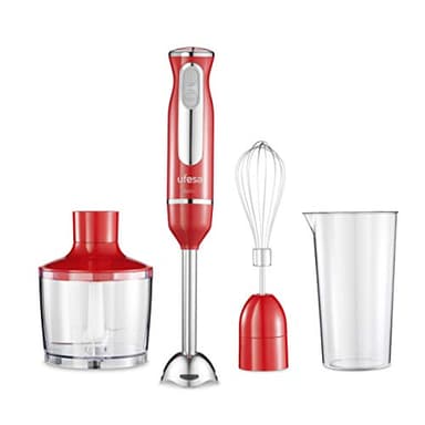Ufesa Minipimer Frullatore a Immersione, Tritatutto, Potenza 600 W, Accessori Inclusi, Piede Smontabile, Lame ad alta Efficienza, Funzione Turbo, BPA Free, Rosso