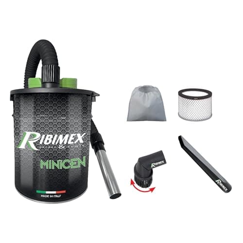 Ribimex Aspiracenere Elettrico Minicen Speciale Pellet, con Filtro HEPA Lavabile, Bidone da 10 L, Potenza 800 W, Ideale per Aspirare Ceneri Fredde da Stufe a Pellet, Accessori Inclusi - PRCEN011/KIT