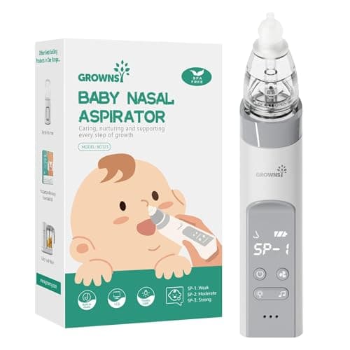 Aspiratore Nasale Neonato, Aspiratore Nasale Per Bambini Pro con 3 Punte in Silicone Morbido, Aspirazione Regolabile, Aspirazione Nasale Elettrica per Neonati, Musica e Luce Integrate