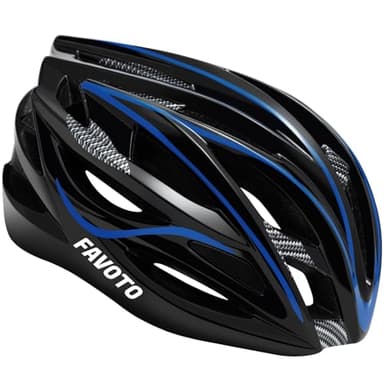 Favoto Casco Bici da Bicicletta - Certificato CE Casco da Corsa MTB Ciclismo Leggero per Uomo Donne Adulti Protezione di Sicurezza Taglia Regolabile L 58-61cm Nero Blu