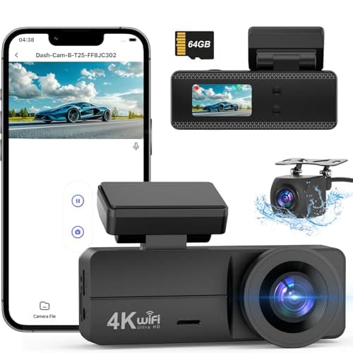 SIGRILL Dash Cam Auto 4K+1080P, Scheda 64GB Inserita, WiFi Telecamera per Auto, Super Dashcam con Visione Notturna, Modalità Parcheggio 24H, Sensore G, Dash Cam per Auto con Registrazione in Loop