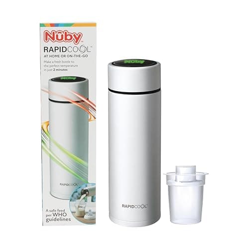 Nuby - RapidCool™ - Prepara la pappa perfetta per il bambino in soli 2 minuti - Perfetto in viaggio - Include dispenser di latte in polvere e coperchio digitale - Bianco