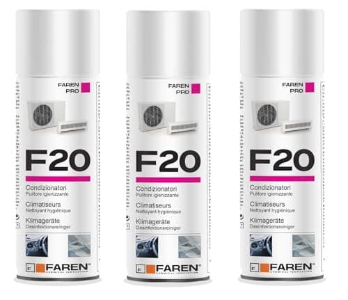 Faren F20, Igienizzante Spray per Climatizzatori di Casa e Auto, gradevolmente profumato a base alcolica, 3pz x 400ml