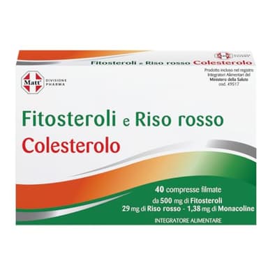 Matt - Fitosteroli e Riso Rosso, Integratore per il Controllo del Colesterolo a Base di Fitosteroli e Riso Rosso Fermentato - Confezione da 40 Compresse