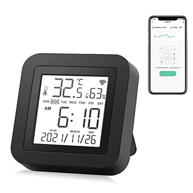 eMylo Smart WiFi Telecomando IR WIFI Sensore di temperatura e umidità Regolatore IR universale Sensore termometro igrometro per interni Tuya Controllo app compatibile con Alexa Echo per AC, TV, DVD