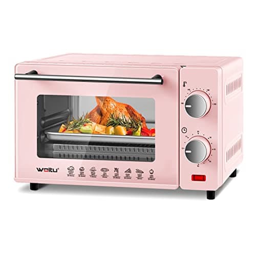 WOLTU Forno per Pizza da 10L 650W, Fornetto Elettrico con Sportello Visibile, Temperatura tra 100-230℃, Timer 0-60 Minuti, con Teglia, Griglia, Pinza, Rosa