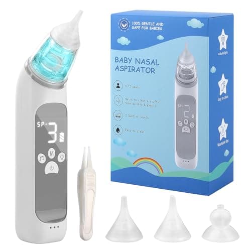 Aspiratore nasale elettrico, Aspiratore nasale per bambini, 3 livelli di aspirazione e 3 punte in silicone, musica e luci rilassanti, Aspiratore nasale antireflusso per neonati