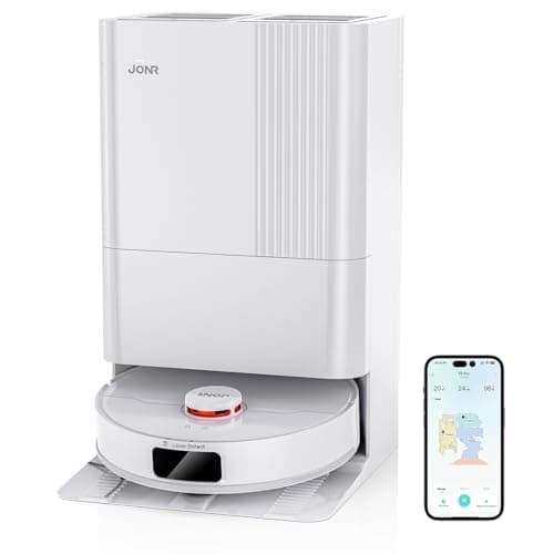 JONR T5 Pro Robot aspirapolvere Lavapavimenti con Mappatura da 8000Pa con Mop Estendibile, Lavaggio Automatico del Mop e Asciugatura ad Aria Calda,Rilevamento dei Tappeti, Navigazione AI LiDAR