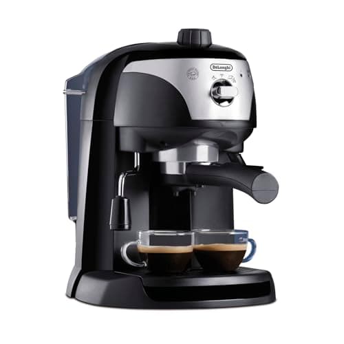 De'Longhi EC201.CD.B Macchina manuale da Caffè Espresso e Cappuccino, Caffè in Polvere o in Cialde E.S.E., Montalatte classico per Cappuccini, Serbatoio Estraibile da 1.1 L, Caldaia acciaio inox