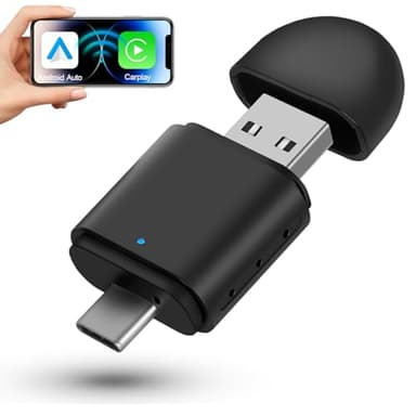 Hodozzy Adattatore Carplay Wireless & Adattatore Android Auto Wireless, Dongle per Senza Fili Carplay Senza Fili Android Auto, 5.8GHz WiFi, Tipo-C/USB Plug & Play