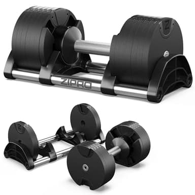 Zipro Manubri regolabili, 1 pezzo, pesi rotondi antiscivolo da 24 kg, con 12 impostazioni di peso da 2 a 24 kg, Allenamento casa, forma rotonda, palestra domestica