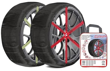 Grip Catene da Neve Tessile, Taglia N. 530, Set 2 PZ,Guanti Inclusi