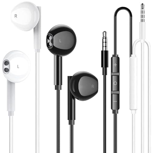 Per cuffie in-ear da 3,5 mm con cavo in auricolari, con microfono e controllo del volume per iPhone, iPod, iPad, MP3, Huawei, Samsung, auricolari leggeri con cuffie da 3,5 mm