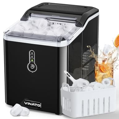 VINATO Macchina Ghiaccio, Macchina del Ghiaccio Piccola, 9 Cubetti di Ghiaccio in soli 6 Minuti, Macchina per il Ghiaccio 15kg/24h, Macchina per Cubetti di Ghiaccio per Uso Domestico