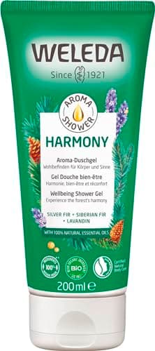 Weleda Aroma Shower Harmony, bagno doccia agli aromi 100% naturali di abete bianco, abete siberiano e lavanda, tollerabilità cutanea dermatologicamente testata (1X200 ml)