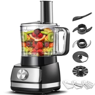 Robot da Cucina Multifunzione, TopStrong 800W Food Processor, Robot Frullatore Tritatutto, 3 velocità Impostazione, con 3 dischi per il taglio a fette, tritatutto, impastatore, frusta