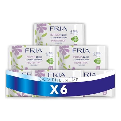 Fria Intime Protettive Salviette Igiene Intima con Agente Anti-Odore, Ginecologicamente Testate, Tessuto Gettabile nel WC, Dermatologicamente Testate, Confezione Risparmio da 120 Salviette