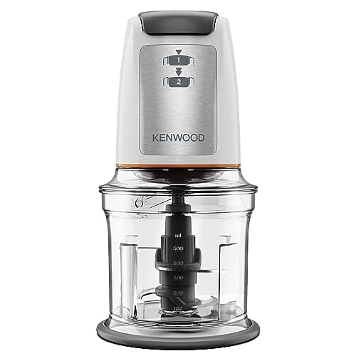 Kenwood Chopper CHP61.100WH, Potenza 500W, Ciotola da 0.5L, 2 velocità, Sistema a quattro lame, Anello antiscivolo per la stabilità del tritatutto, Lavabile in Lavastoviglie, Bianco/SIlver