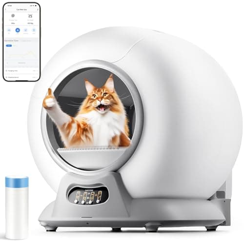 Lettiera Gatto Autopulente, Lettiera Autopulente Extra 65L, Cassetta di Controllo Della Sabbia Rimovibile, Allarme Sicuro,Controllo APP, Antipizzicamento per Più Gatti